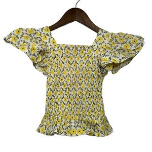 Bisby Smocked Top Floral Yellow White Girls 8